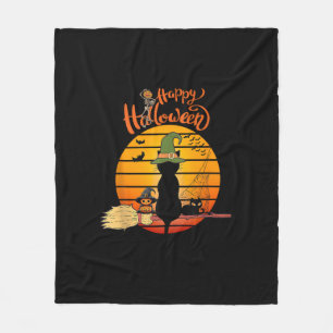 Cobertor De Velo Gato de bruxa das bruxas de Halloween Pumpkin Skel