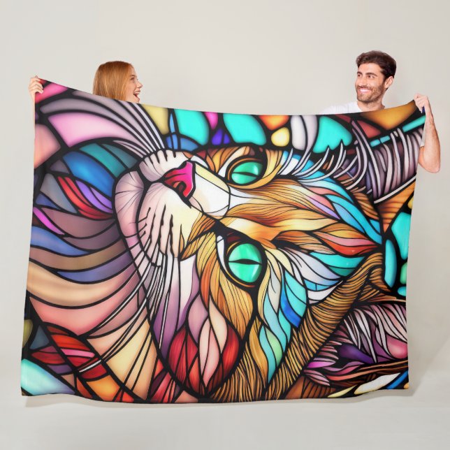 Cobertor De Velo Gato De Estilo De Vidro Obtido Por Aquarela (In Situ)