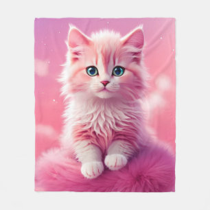 Cobertor De Velo Gato de Gatinho Rosa Fluffy-Bonito-Rosa-Brilhante