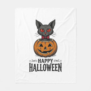 Cobertor De Velo Gato de Halloween Abóbora Fofa Vintage Assustador_