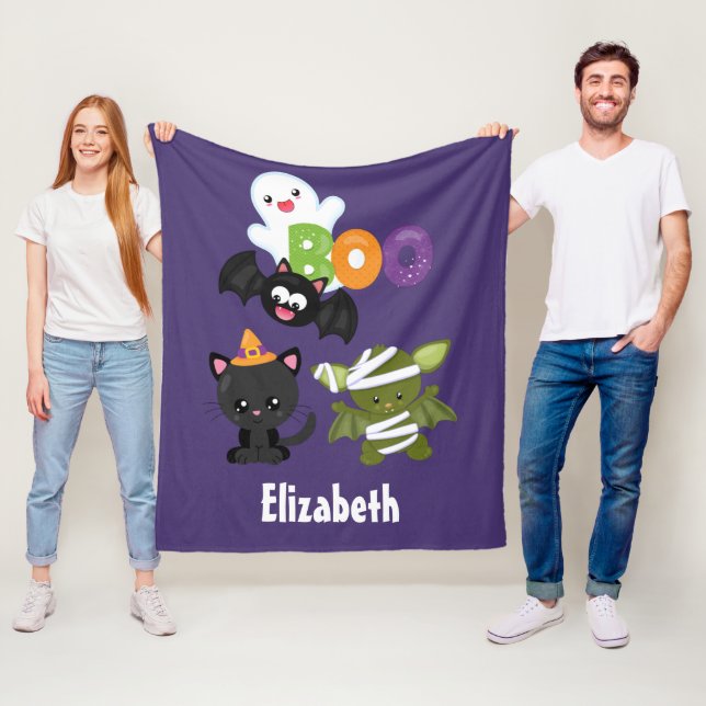 Cobertor De Velo Gato de Halloween, Bat, Mamã e Fantasma (In Situ)