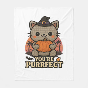 Cobertor De Velo Gato de Halloween de Kawaii com Abóbora, Gatinho d