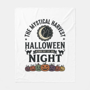 Cobertor De Velo Gato de Halloween Gatos Pretos Abóboras Vintage En