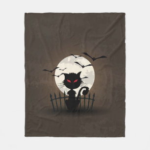 Cobertor De Velo Gato de Halloween Preto e Marrom Assustador