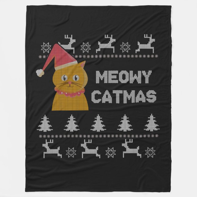 Cobertor De Velo Gato de Natal (Frente)