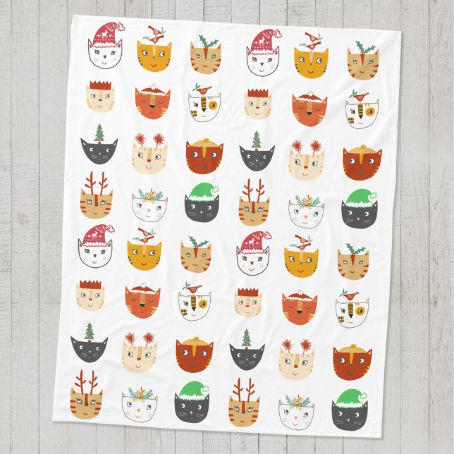 Cobertor De Velo Gato de Natal Engraçado (Fun Christmas cat cozy blanket)