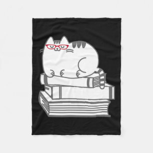 Cobertor De Velo Gato de Nerd de Livro bonito - Camisa Engraçada De