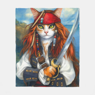 Cobertor De Velo Gato de Pirata de Swashbuckler   Fantasy Character