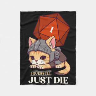 Cobertor De Velo Gato de RPG Acho que vou Morrer Dado D20 Gato Falh