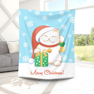 Cobertor De Velo Gato do White Christmas em Red Hat