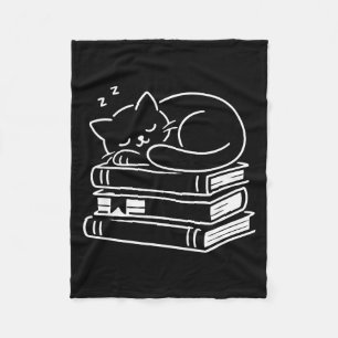 Cobertor De Velo Gato dormindo e livros fofo adorável aconchegante 