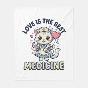 Cobertor De Velo Gato Enfermeira Fofo Amor é a Melhor Medicina Desi