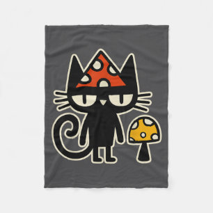 Cobertor De Velo Gato Engraçado Com Chapéu de Cogumelo Gato Preto C