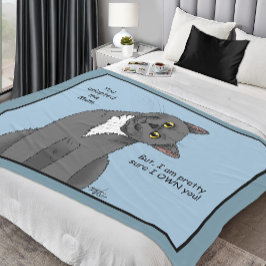 Cobertor De Velo Gato Engraçado Dia das Mães Gato Cinza Azul