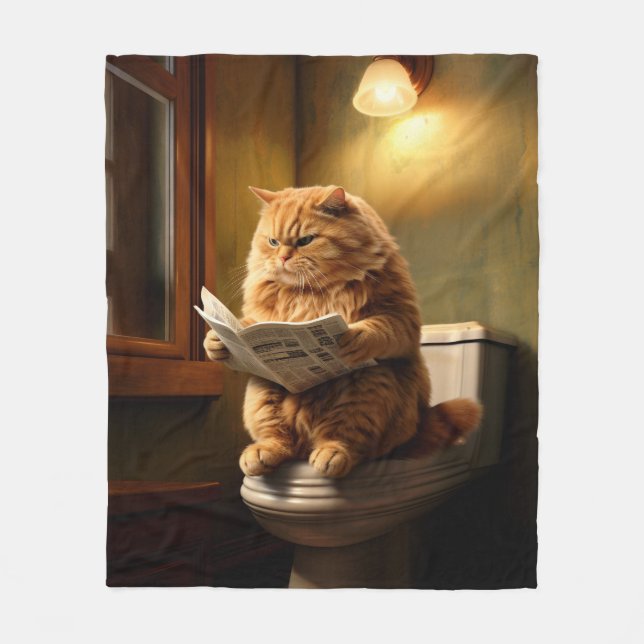 Cobertor De Velo Gato Engraçado no Banheiro | Quirky Bathroom Humor (Frente)