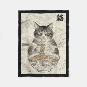 Cobertor De Velo Gato Engraçado Ramen Japonês Kawaii Anime