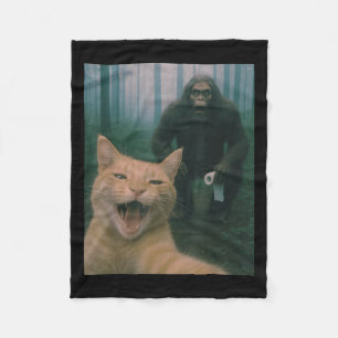 Cobertor De Velo Gato Engraçado Surpreende Selfie Feliz Com Sasq Pé