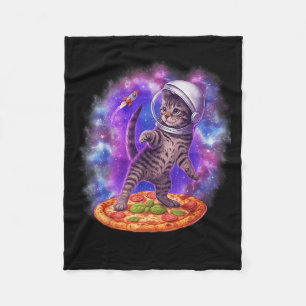 Cobertor De Velo Gato Engraçado Voando Um Astronauta De Pizza No Es