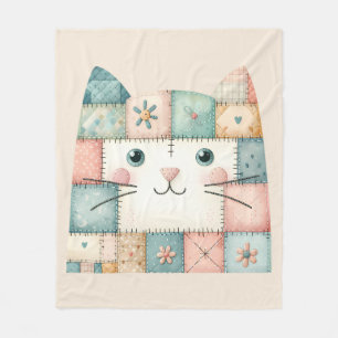 Cobertor De Velo Gato Falso de Patchwork em Pastel Cottage