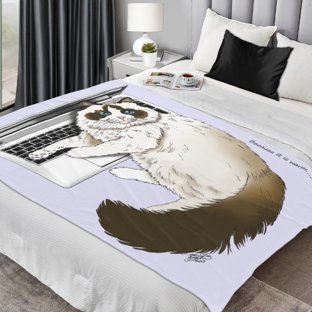 Cobertor De Velo Gato Felpudo Ragdoll Lavanda Laptop Engraçado (Criador carregado)