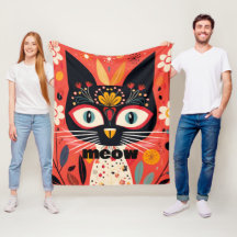 Gato Floral de Meio século Retro Meow-tastic Boho