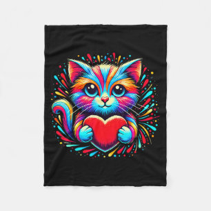 Cobertor De Velo Gato Fofo Abraçando Coração de Valentino Kitty Amo