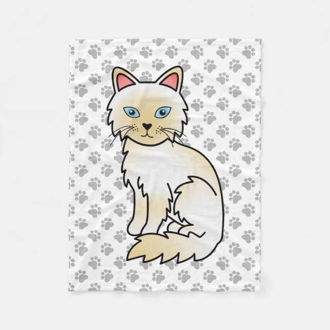 Cobertor De Velo Gato Fofo Birman / Ragdoll Cream Point & Patas (Frente)