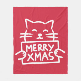 Cobertor De Velo Gato Fofo Feliz Natal