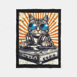 Cobertor De Velo Gato Fone de Ouvido para DJ Tocador de Vinil Músic