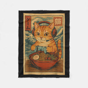 Cobertor De Velo Gato Gamer Anime Kawaii Ramen Japonês Retro Jogos