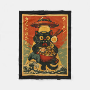 Cobertor De Velo Gato Gamer de Ramen Ufo Japonês Vintage Engraçado