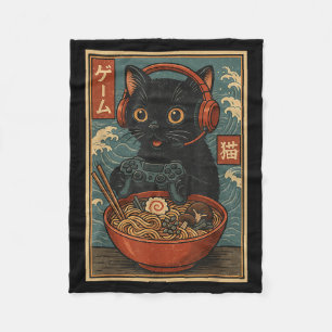 Cobertor De Velo Gato Gamer Kawaii Fofo Ramen Japonês Retrô Diverti