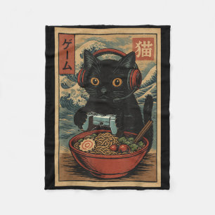 Cobertor De Velo Gato Gamer Kawaii Fofo Ramen Japonês Retrô Diverti