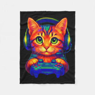Cobertor De Velo Gato Gamer Video Games Meninos Adolescentes Homens