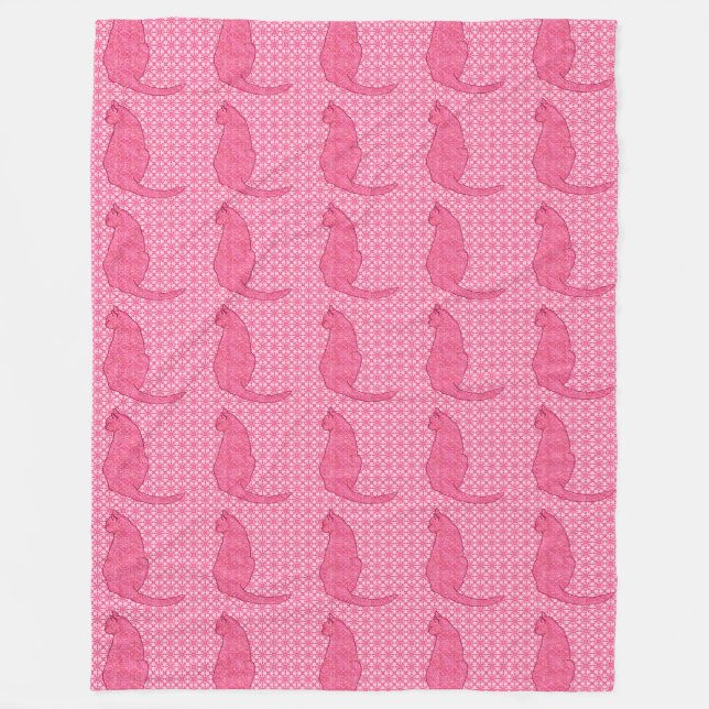 Cobertor De Velo Gato Japonês - Fúchsia Pink Batik (Frente)