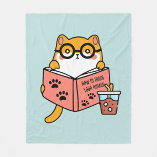 Cobertor De Velo Gato Kawaii bonito lendo um livro
