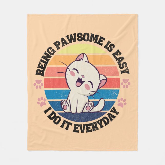 Cobertor De Velo Gato Kawaii branco e bonito (Frente)