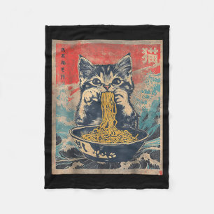 Cobertor De Velo Gato Kawaii Comendo Macarrão Ramen Presente Divert