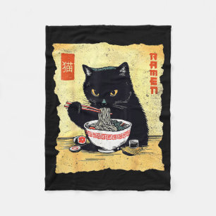 Cobertor De Velo Gato Kawaii Comendo Macarrão Ramen Presente Divert