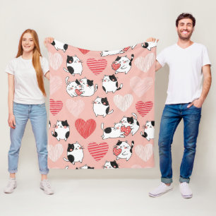 Cobertor De Velo Gato Kawaii & Padrão de Coração de São Valentim (6