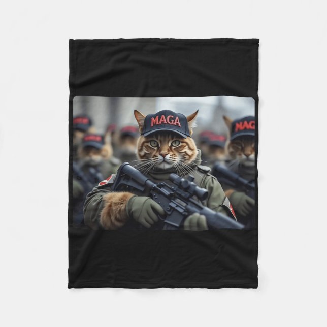 Cobertor De Velo Gato Mega Engraçado Com Rifle - Donald Trump Humor (Frente)