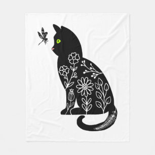 Cobertor De Velo Gato negro com olhos verdes