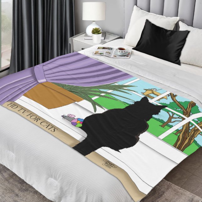 Cobertor De Velo Gato Negro Olhando Para A Janela (Criador carregado)