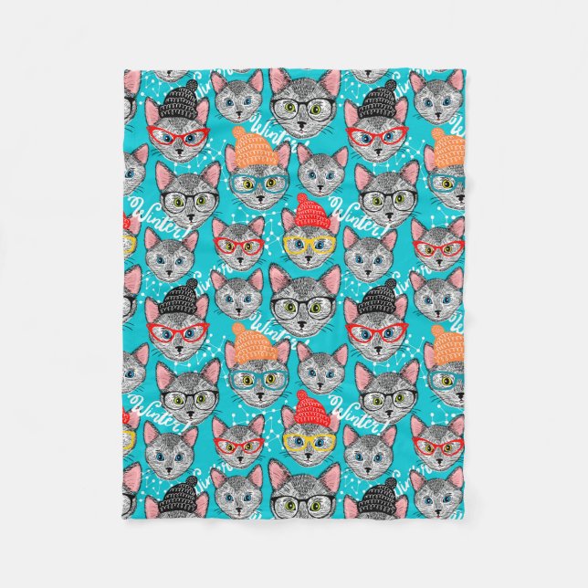 Cobertor De Velo Gato no chapéu (Frente)