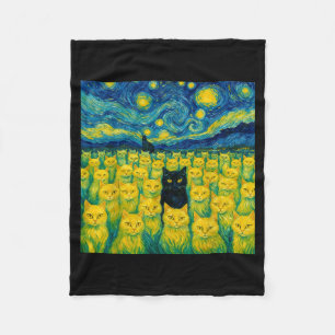 Cobertor De Velo Gato Noite Estrelada Van Gogh Gato Para Amante de