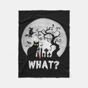 Cobertor De Velo Gato O que_ Halloween Gato Preto Com Faca - Engraç