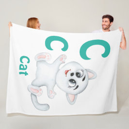 Cobertor De Velo Gato personalize ABC: Letra C - Adicione seu Nome