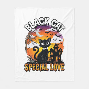 Cobertor De Velo Gato Preto Amor Especial Halloween Casa Assombrada