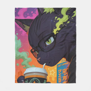 Cobertor De Velo Gato Preto Anime Místico