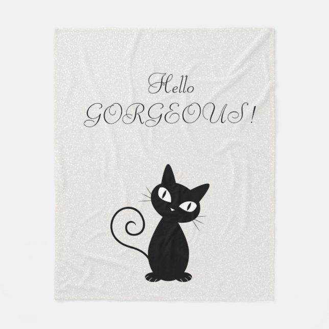 Cobertor De Velo Gato Preto Caprichoso e Glamouroso - Olá, Lindíssi (Frente)
